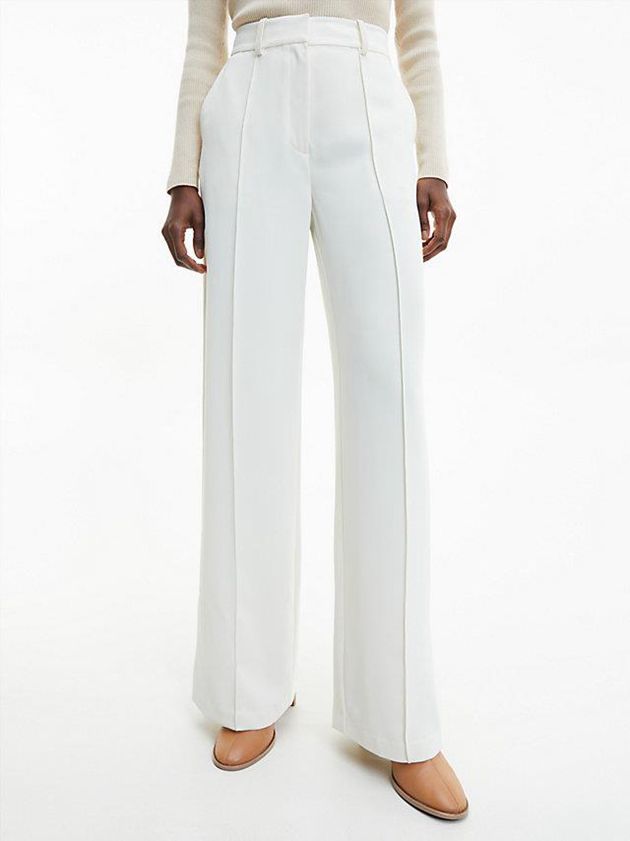 Calvin Klein USA Wide Leg Twill Womens Pants White 4706528-PV